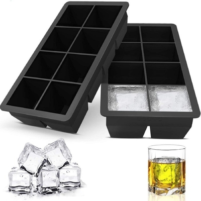 En stock 4 6 8 cavidad de silicona de hielo de la bandeja de molde con tapa de gran cuadrado de forma de hielo cubo fabricante