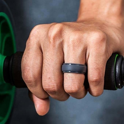 Anillo de bodas de silicona para hombres Step Edge Diseño elegante 4 paquetes