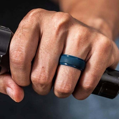 Anillo de bodas de silicona para hombres Step Edge Diseño elegante 4 paquetes