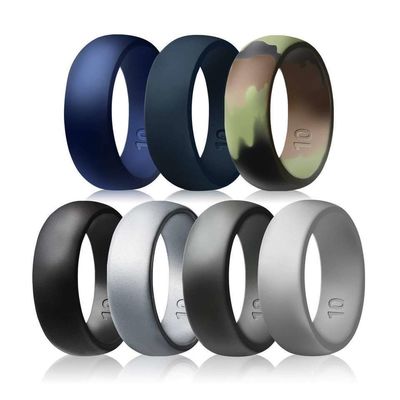 Moldeado Anillo de Boda de Silicona para Hombres 8,7 mm de ancho Banda de Boda de caucho 2,5 mm de espesor