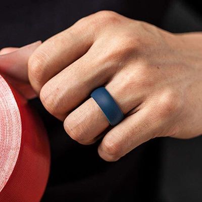 Moldeado Anillo de Boda de Silicona para Hombres 8,7 mm de ancho Banda de Boda de caucho 2,5 mm de espesor