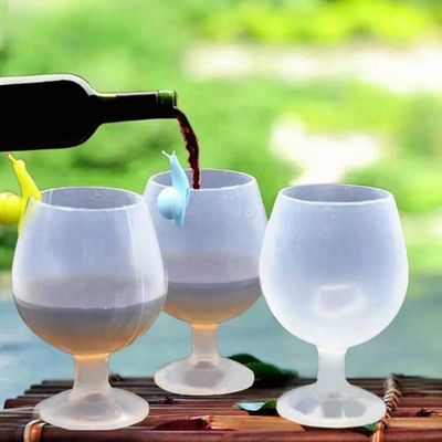 Viajes creativos copa de vino desechable de silicona para camping al aire libre copa de pie