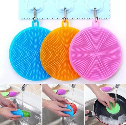 Cepillo de lavado de platos circular de doble cara Cepillo de limpieza de silicona para limpieza de cocina