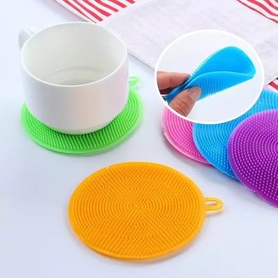 Cepillo de lavado de platos circular de doble cara Cepillo de limpieza de silicona para limpieza de cocina
