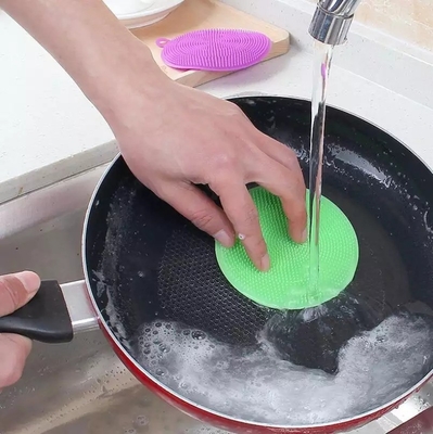 Cepillo de lavado de platos circular de doble cara Cepillo de limpieza de silicona para limpieza de cocina
