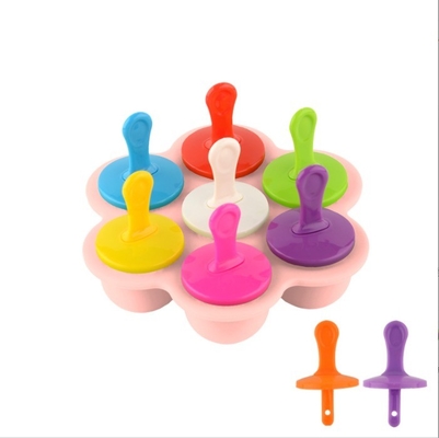 Grado alimenticio Molde de hielo de silicona 7 agujeros Popsicle DIY caja de helados Molde de hielo de silicona