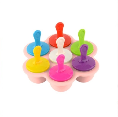 Grado alimenticio Molde de hielo de silicona 7 agujeros Popsicle DIY caja de helados Molde de hielo de silicona