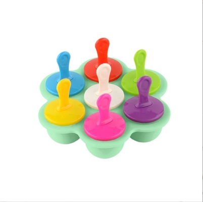 Grado alimenticio Molde de hielo de silicona 7 agujeros Popsicle DIY caja de helados Molde de hielo de silicona