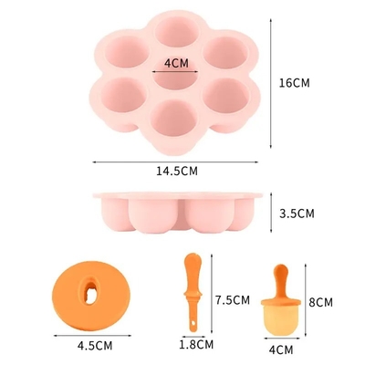 Grado alimenticio Molde de hielo de silicona 7 agujeros Popsicle DIY caja de helados Molde de hielo de silicona