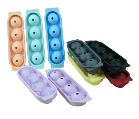 Herramientas de helado de silicona 4 cavidad portátil de cristal claro para hacer bolas de hielo para whisky
