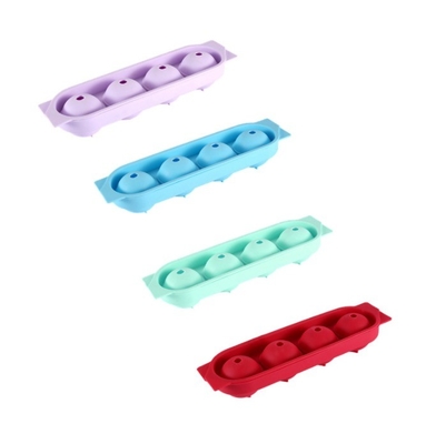 Soluciones de cubo de hielo de silicona de cristal claro 4 cavidad portátil de bola redonda de la esfera fabricante
