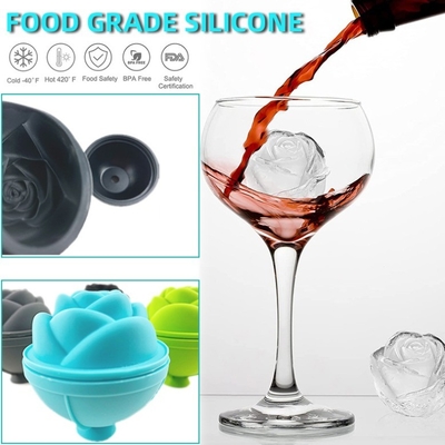 Herramientas para helados Molde de silicona Rosa de forma de flor Bola de hielo cara Roller de hielo para el beneficio