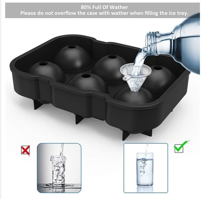 6 agujeros cuadrados para hacer moldes de hielo con tapa de silicona sostenible y flexible
