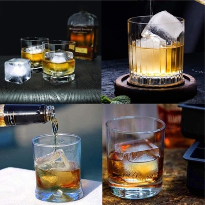 En stock 4 6 8 cavidad de silicona de hielo de la bandeja de molde con tapa de gran cuadrado de forma de hielo cubo fabricante