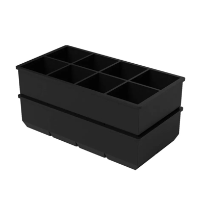 En stock 4 6 8 cavidad de silicona de hielo de la bandeja de molde con tapa de gran cuadrado de forma de hielo cubo fabricante