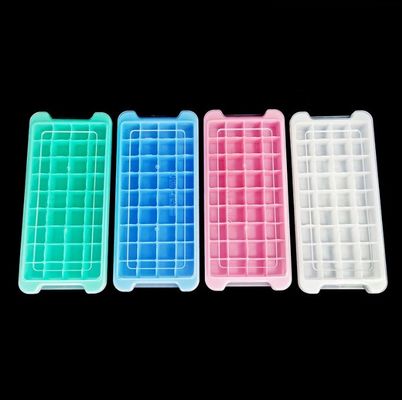 Grado alimenticio 24 36 Cubo de hielo cuadrado Molde de silicona con cubierta de plástico tipo PP y PP