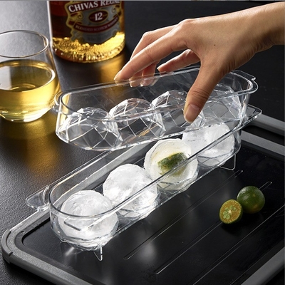 Caja de hielo de bolas 4 pcs PET plástico de grado alimenticio Fancy Ice Cube Tray para accesorios de cocina