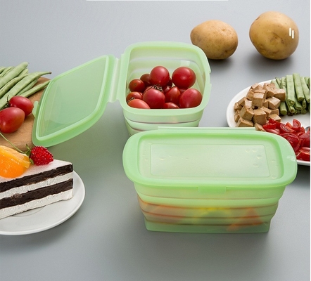 Cómodo 188*115*80MM Silicona plegable Bento Box para el almuerzo de vegetales y frutas de almacenamiento