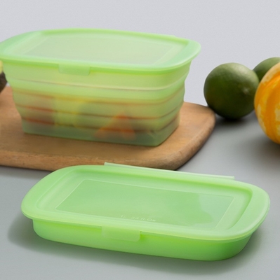 Cómodo 188*115*80MM Silicona plegable Bento Box para el almuerzo de vegetales y frutas de almacenamiento