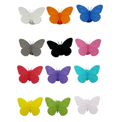 En el almacén de silicona Cute Butterfly diseño de vino botella de vidrio taza de taza etiquetas de identificación