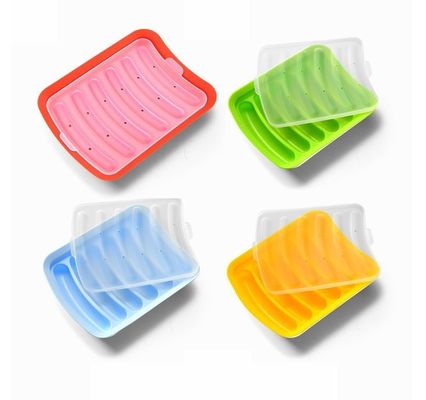 Herramientas para pasteles de grado alimenticio bricolaje reutilizable salchicha de silicona molde con 6 cavidades perros calientes molde de horneado