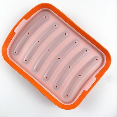 Herramientas para pasteles de grado alimenticio bricolaje reutilizable salchicha de silicona molde con 6 cavidades perros calientes molde de horneado