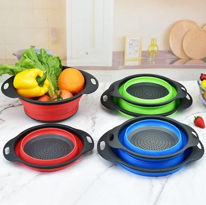 Estante de cocina colander colgante de lavar verduras plegable de silicona Cesta de drenaje