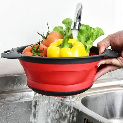 Estante de cocina colander colgante de lavar verduras plegable de silicona Cesta de drenaje