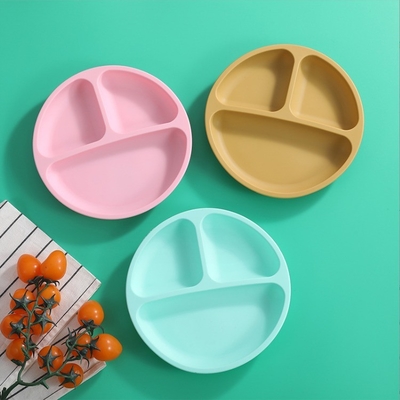Plato de vajilla de silicona para niños con vaso de succión Tipo de plato de vajilla