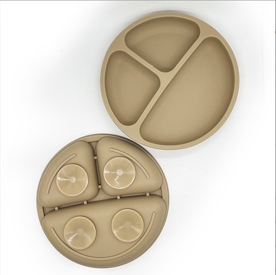 Plato de vajilla de silicona para niños con vaso de succión Tipo de plato de vajilla