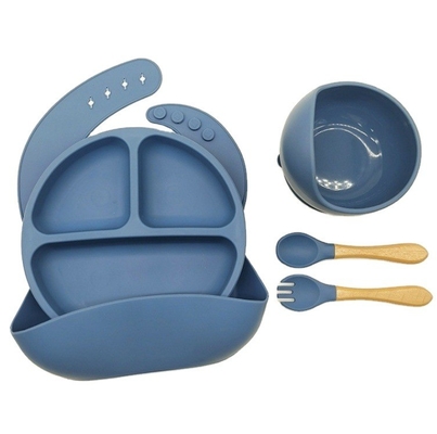 Conjunto de plato de silicona para bebés de grado alimenticio antideslizante para niños Diseño de alimentación por succión