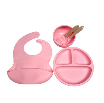 Conjunto de plato de silicona para bebés de grado alimenticio antideslizante para niños Diseño de alimentación por succión