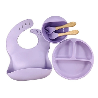 Conjunto de plato de silicona para bebés de grado alimenticio antideslizante para niños Diseño de alimentación por succión