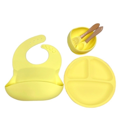 Conjunto de plato de silicona para bebés de grado alimenticio antideslizante para niños Diseño de alimentación por succión