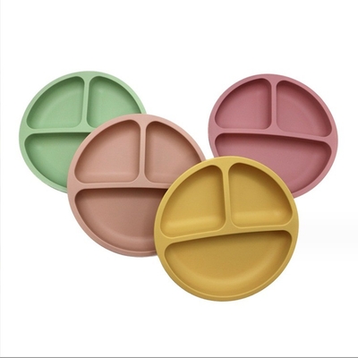 Conjunto de alimentación de silicona de 3 áreas Material de grado alimenticio Plato de cuenco para bebés con succión dividida