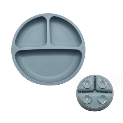 Conjunto de alimentación de silicona de 3 áreas Material de grado alimenticio Plato de cuenco para bebés con succión dividida