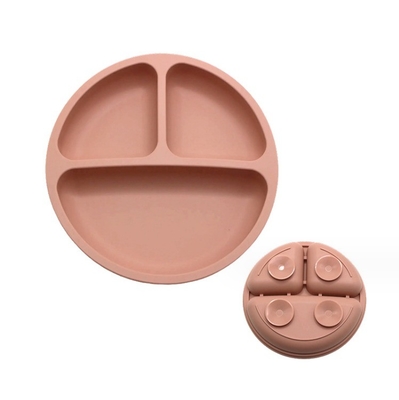 Conjunto de alimentación de silicona de 3 áreas Material de grado alimenticio Plato de cuenco para bebés con succión dividida