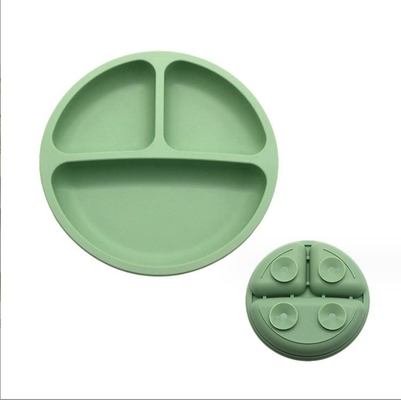 Conjunto de alimentación de silicona de 3 áreas Material de grado alimenticio Plato de cuenco para bebés con succión dividida