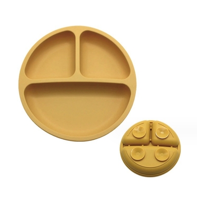 Conjunto de alimentación de silicona de 3 áreas Material de grado alimenticio Plato de cuenco para bebés con succión dividida