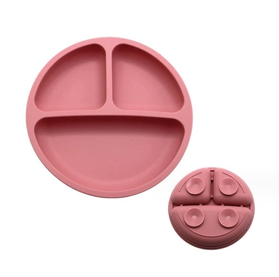 Conjunto de alimentación de silicona de 3 áreas Material de grado alimenticio Plato de cuenco para bebés con succión dividida