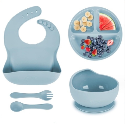 Conjunto de cuenco y cuchara de silicona de grado alimenticio para la alimentación de bebés Sin estilo de diseño Fácil de limpiar