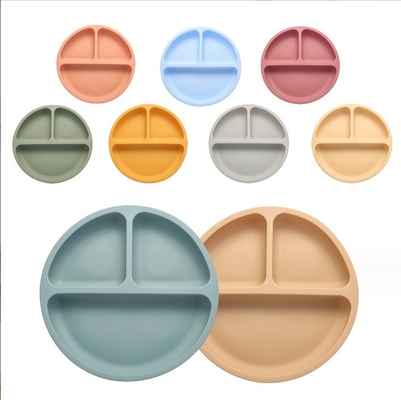 Grado de alimento suave de silicona de alimentación para bebés 3 plato dividido para niños estilo de diseño Ninguno