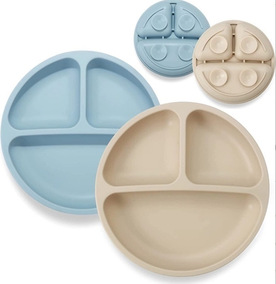 Grado de alimento suave de silicona de alimentación para bebés 3 plato dividido para niños estilo de diseño Ninguno