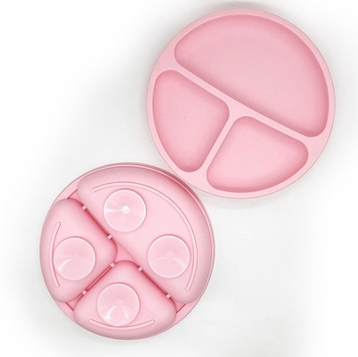 Plato antiderrapante de silicona libre de BPA para bebés con vaso de succión y material de calidad alimentaria