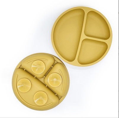 Plato antiderrapante de silicona libre de BPA para bebés con vaso de succión y material de calidad alimentaria