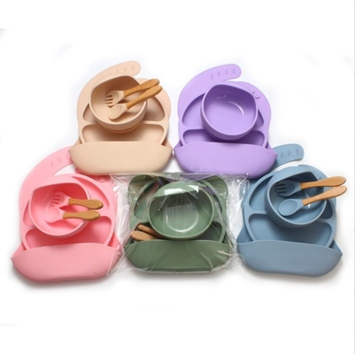 Ninguno Diseño Estilo Silicona para el bebé 5pcs BPA Free Feeding Set Cuchara de cuchara