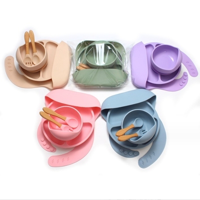 Ninguno Diseño Estilo Silicona para el bebé 5pcs BPA Free Feeding Set Cuchara de cuchara