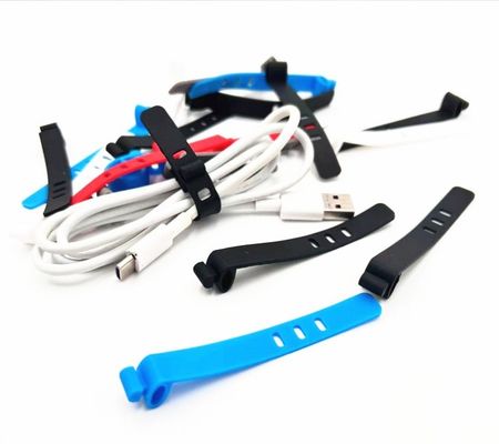 Organizador de soporte de cable de cinta de silicona de colores para moldear cables USB de grado alimenticio