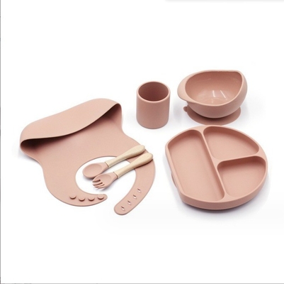 Conjunto de alimentación de silicona mejor vendido Suministros para bebés Platillos para bebés Conjunto de regalo para recién nacidos