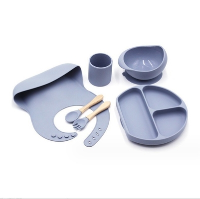 Conjunto de alimentación de silicona mejor vendido Suministros para bebés Platillos para bebés Conjunto de regalo para recién nacidos